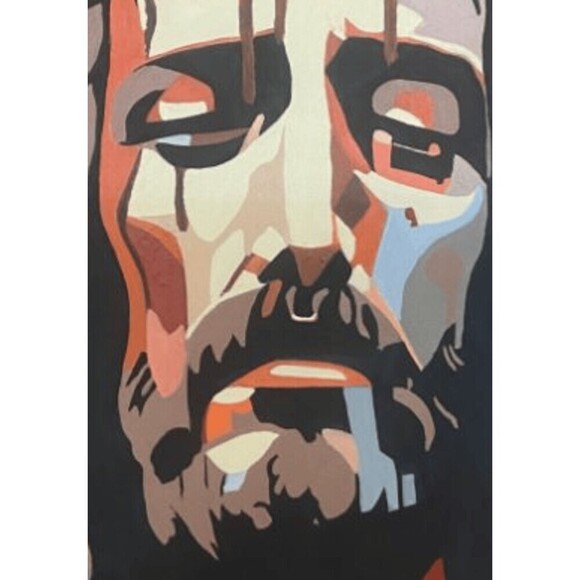 Original Acrylic Painting  "Sacred Head Now Wounded"  22 x 28 Signed by Artist - Picture 3 of 4